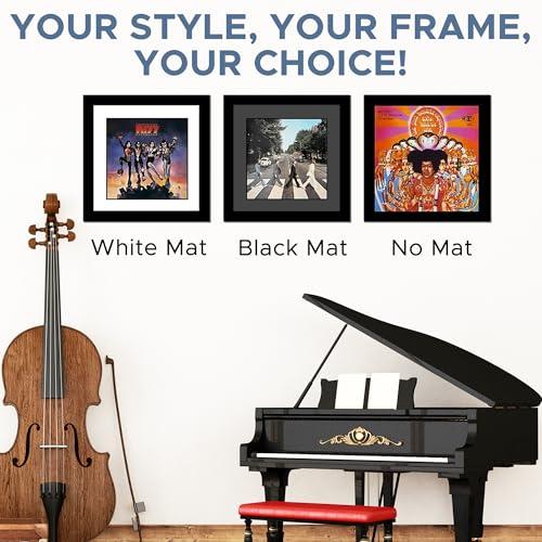 Creative Picture Frames Creative Picture Frames 15\" x 15\" LP Album Cover Frame, Vinyl Record Wall Mount Display for Home Decor with Hanging Hardware & Full-Strength Glass, White Mat, 1 Count