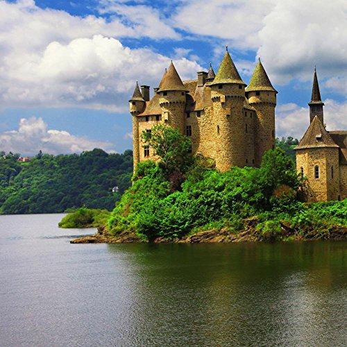 Wallmonkeys Wallmonkeys Beautiful Fairy Castle in Lake Chateau De Val Wall Decal Peel and Stick Graphic WM130870 (36 in H x 36 in W)