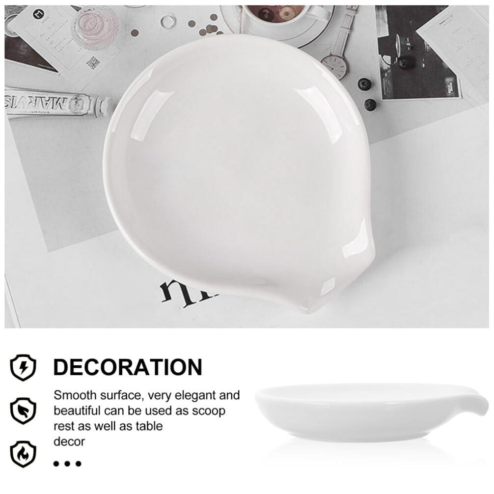 Luxshiny Luxshiny Ceramic Spoon Rest, 4pcs Spoon Holder Coffee Spoon Rest Spoon Cradle Kitchen Spatula Rest Tea Bag Coaster for Countertop Utensils Tongs Cooking Spoon