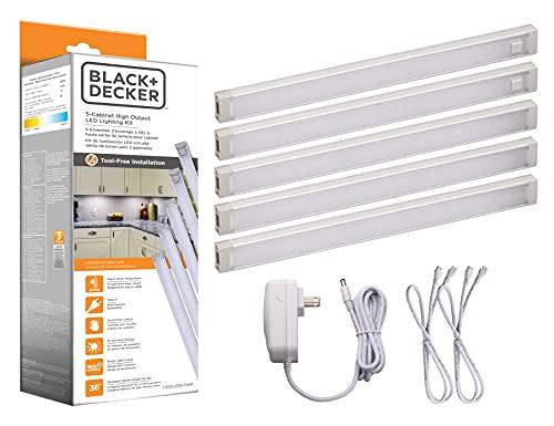 BLACK+DECKER BLACK+DECKER Dimmable Under Cabinet Lighting with Motion Sensor, 24.6W, 1800 Lumens, White 2700K, 5-Bar Kit, 9", Warm