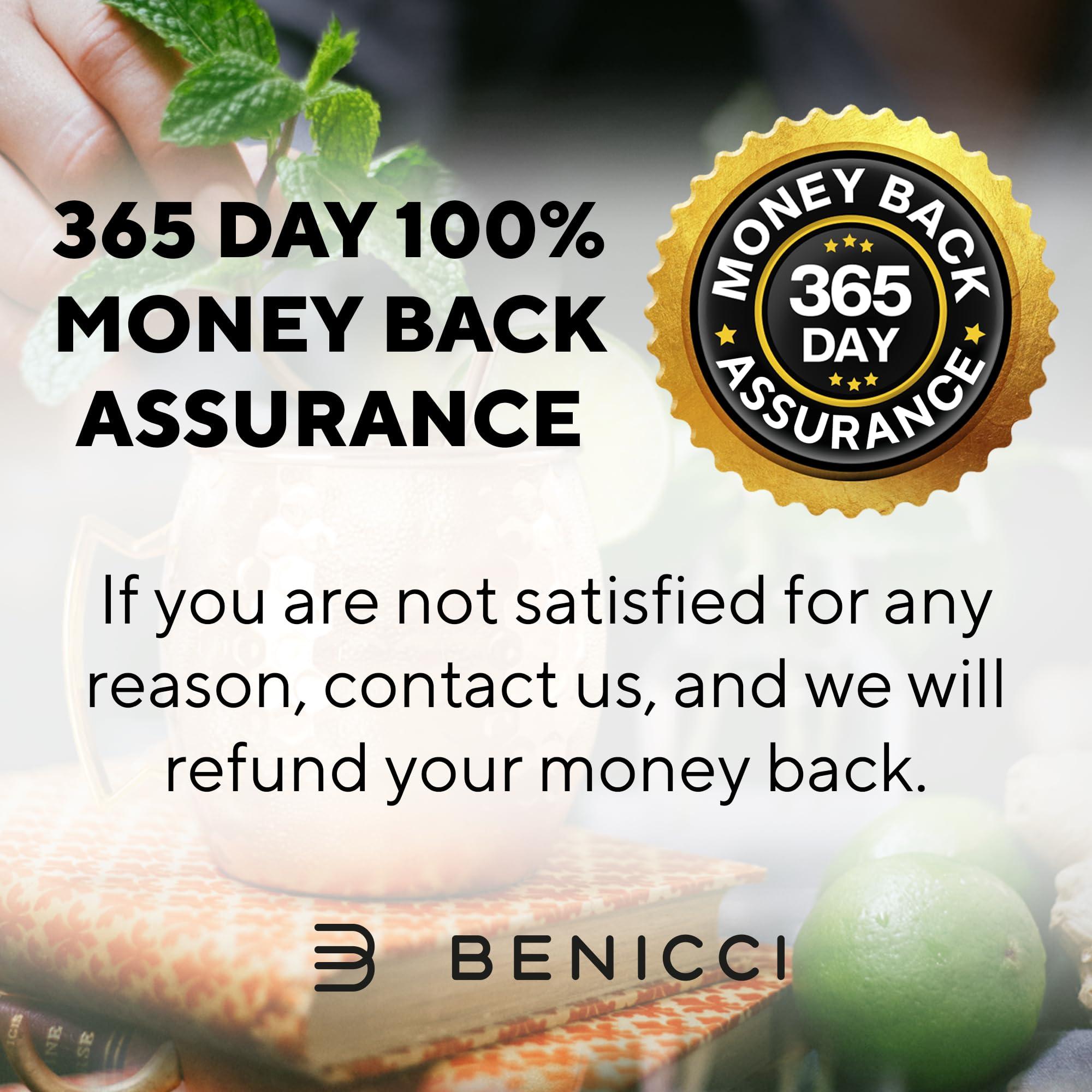 Benicci Benicci Moscow Mule Copper Mugs - Set of 4-100% HANDCRAFTED - Food Safe Pure Solid Copper Mugs - 16 oz Christmas Gift Set with Premium Quality Cocktail Copper Straws and Jigger!