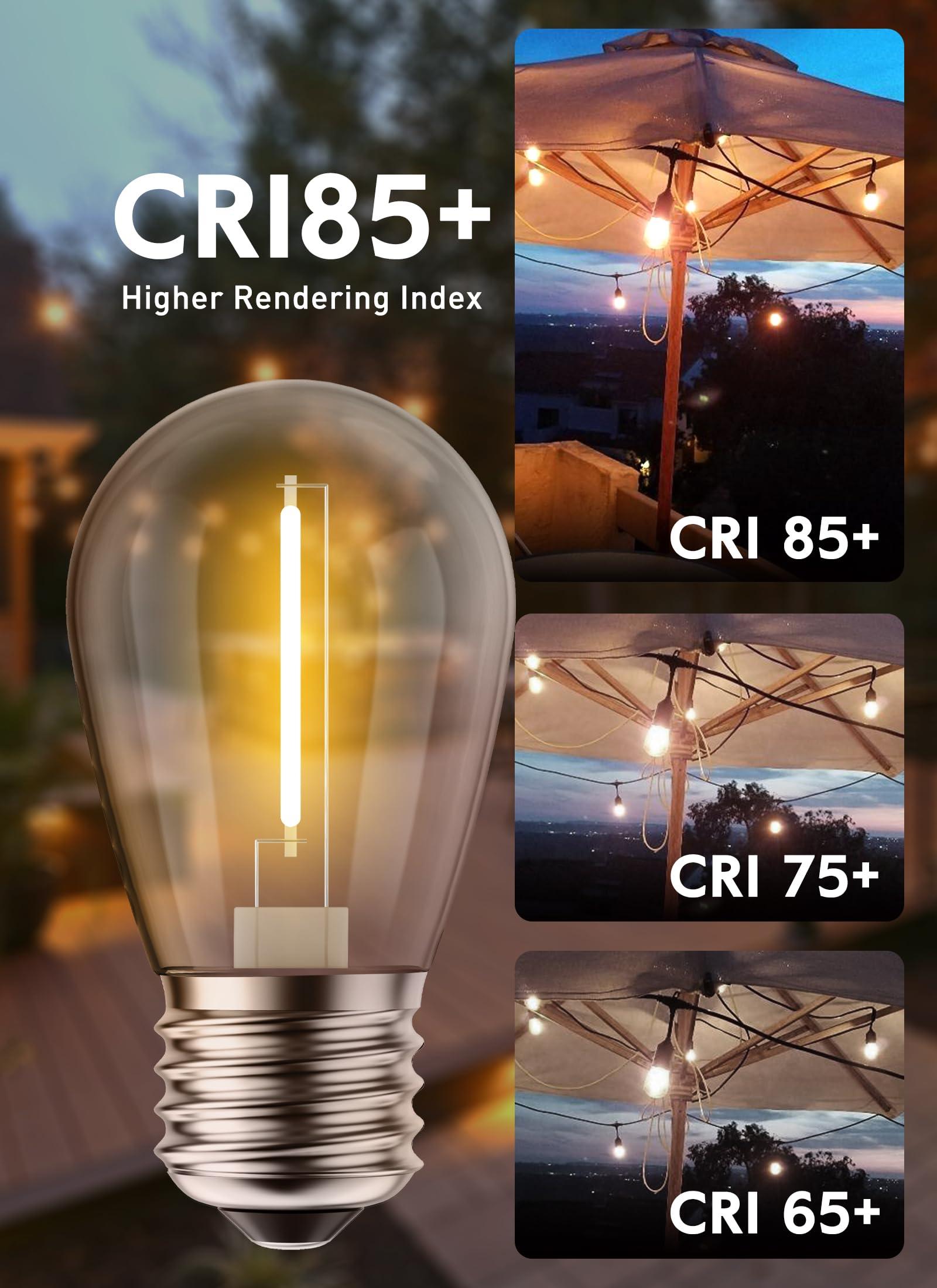 Minetom Minetom LED S14 Replacement Light Bulbs, 15 Pack Shatterproof Light Bulbs Equivalent to 11 W, E26 E27 Regular Medium Screw Base for Outdoor Home Light Fixtures and Decorative, 2700K, Warm White