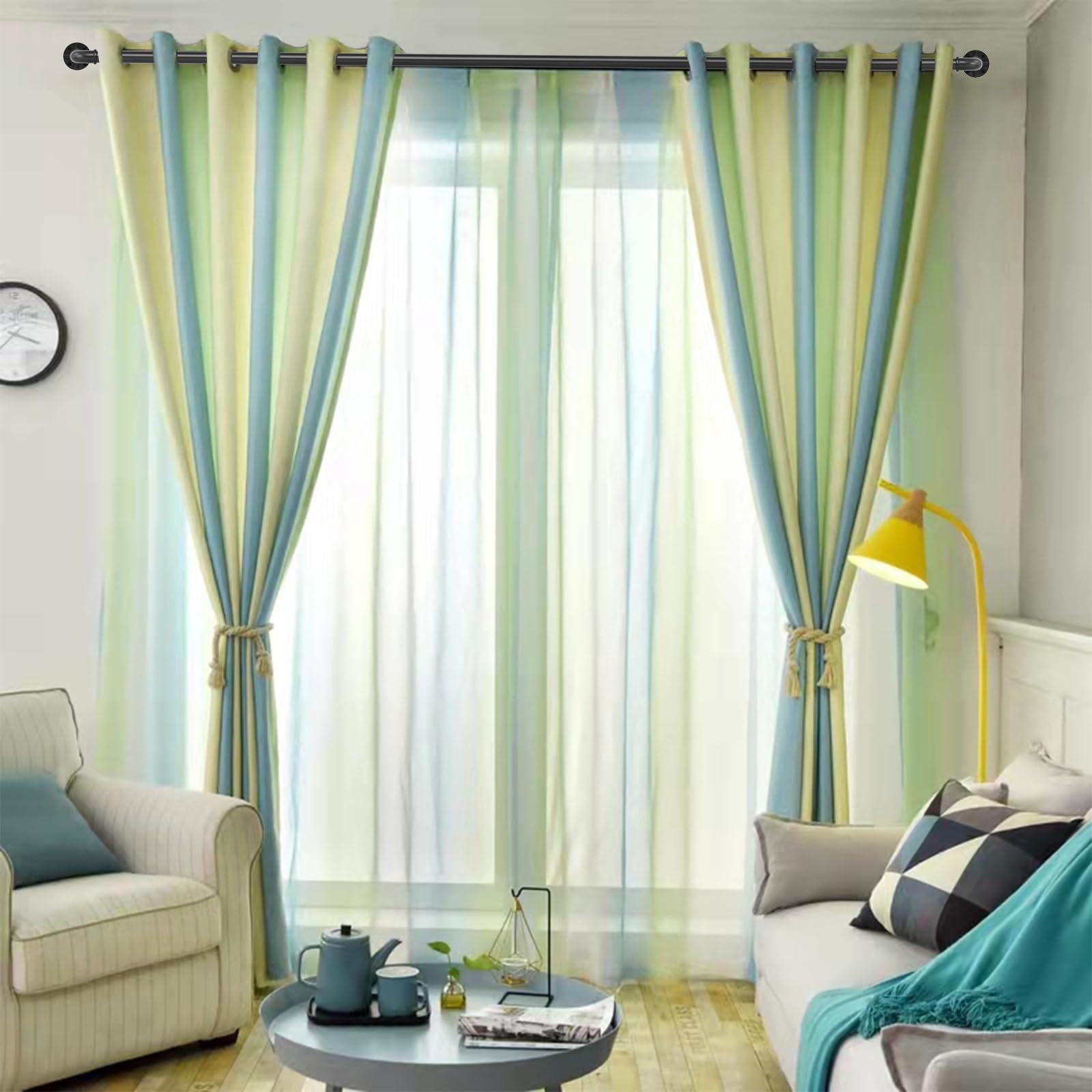 YAJUXIU Industrial curtain rod, 1-inch curtain rod, outdoor curtain rod, curtain rod for windows 144 to 168, gray curtain rod, top and side mounted curtain rod, curtain rod with bracket, 32-168 inches