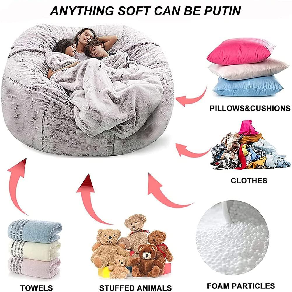 JaidWefj JaidWefj Oversized Bean Bag Chair Cover,Lazy Sofa Bed Cover PV Velvet Bean Bag Cover,Living Room Furniture Soft Washable Micro-Fiber Adult Beanbag Chair Outside Cover