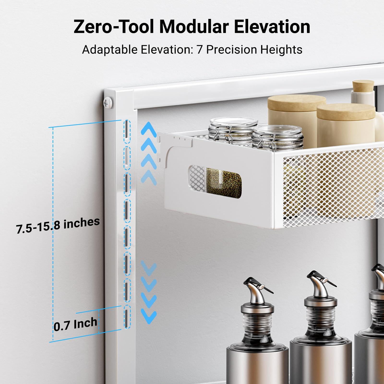 TISTAYA TISTAYA Pull-out Under Kitchen Sink Organizer, Metal Functional Under Sink Organizer, Height Adjustable Under Bathroom Sink Organizer, Under Sink Storage for Kitchen Bathroom Cabinet (White)