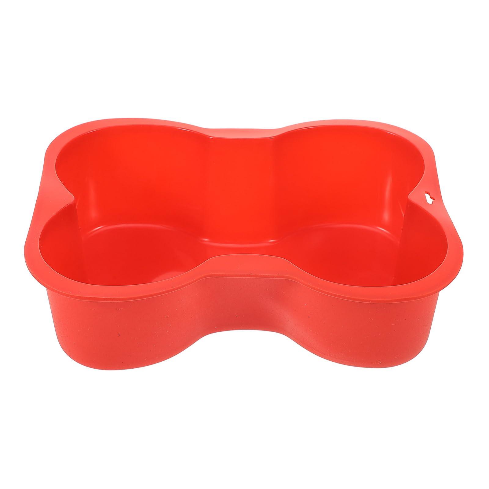 Hemoton Hemoton 1pc Dog Cake Mold Dog Bone Shaped Silicone Cake Pan for DIY Baking Tool Birthday PartyRed
