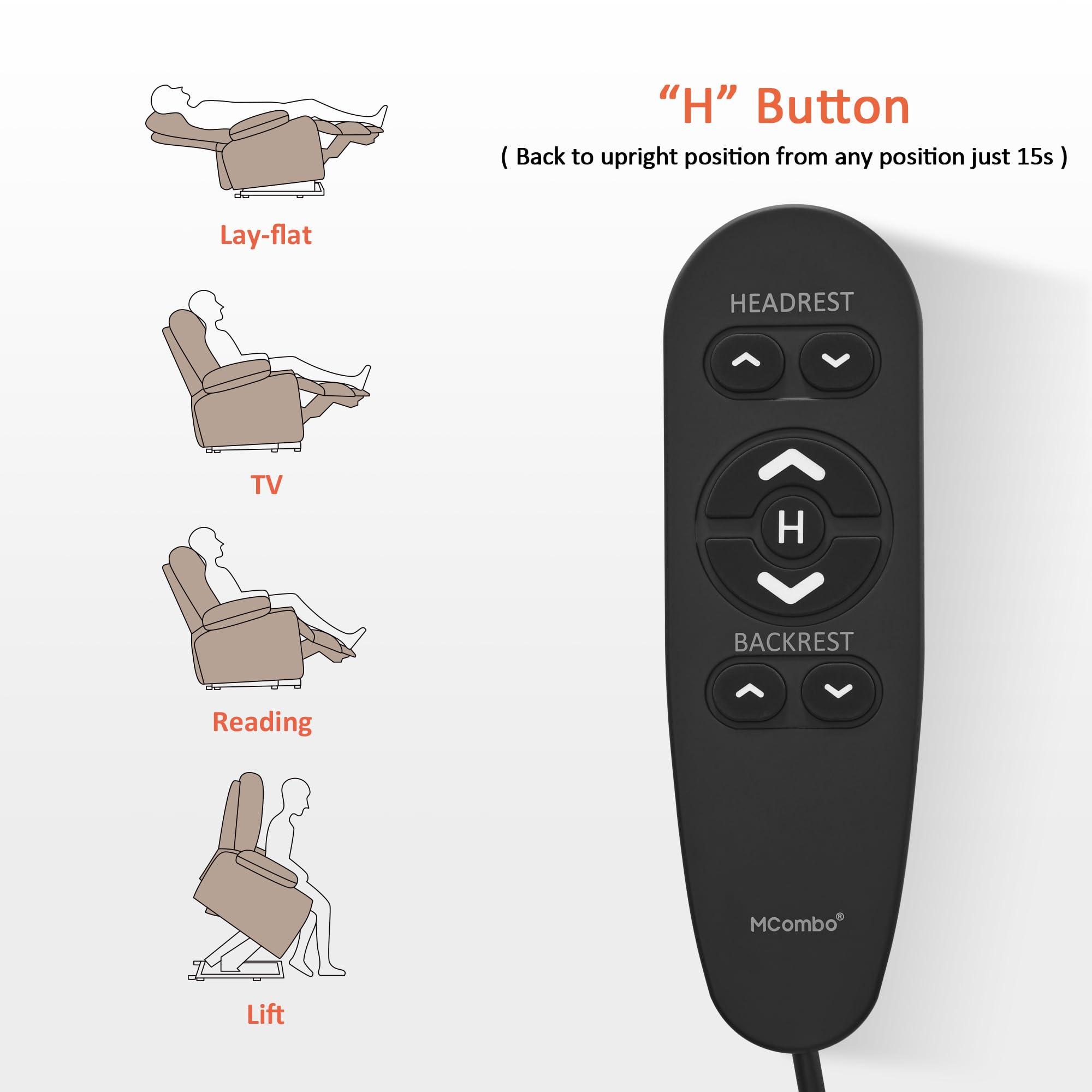 MCombo MCombo 380lbs Oversized Dual Motor Lay Flat Power Lift Recliner Chair with Infinite Position, for Heights 5'9''-6'7" Big and Tall People, Adjustable headrest, Faux Leather R7177 (Cream White)
