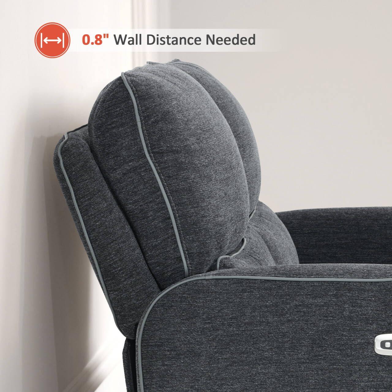 MCombo MCombo 60.2" Wall Hugger Power Reclining Loveseat Sofa with Adjustable Headrest, RV Recliner Loveseat with USB and Type C Charge Ports for Small Spaces 6924 (Dark Grey)