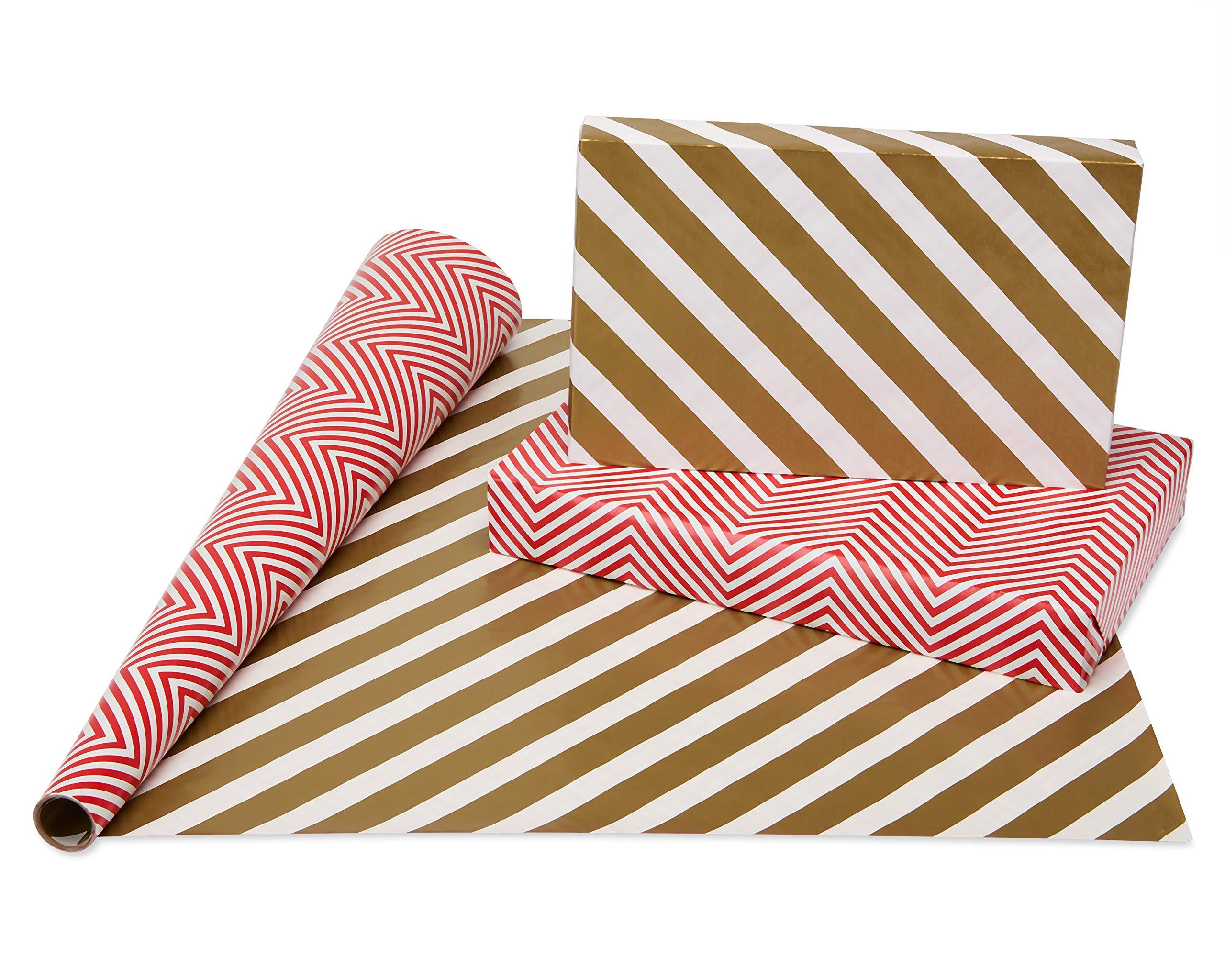American Greetings American Greetings Valentines Day Wrapping Paper, Red and Gold Patterns (4 Rolls, 120 sq. ft.)