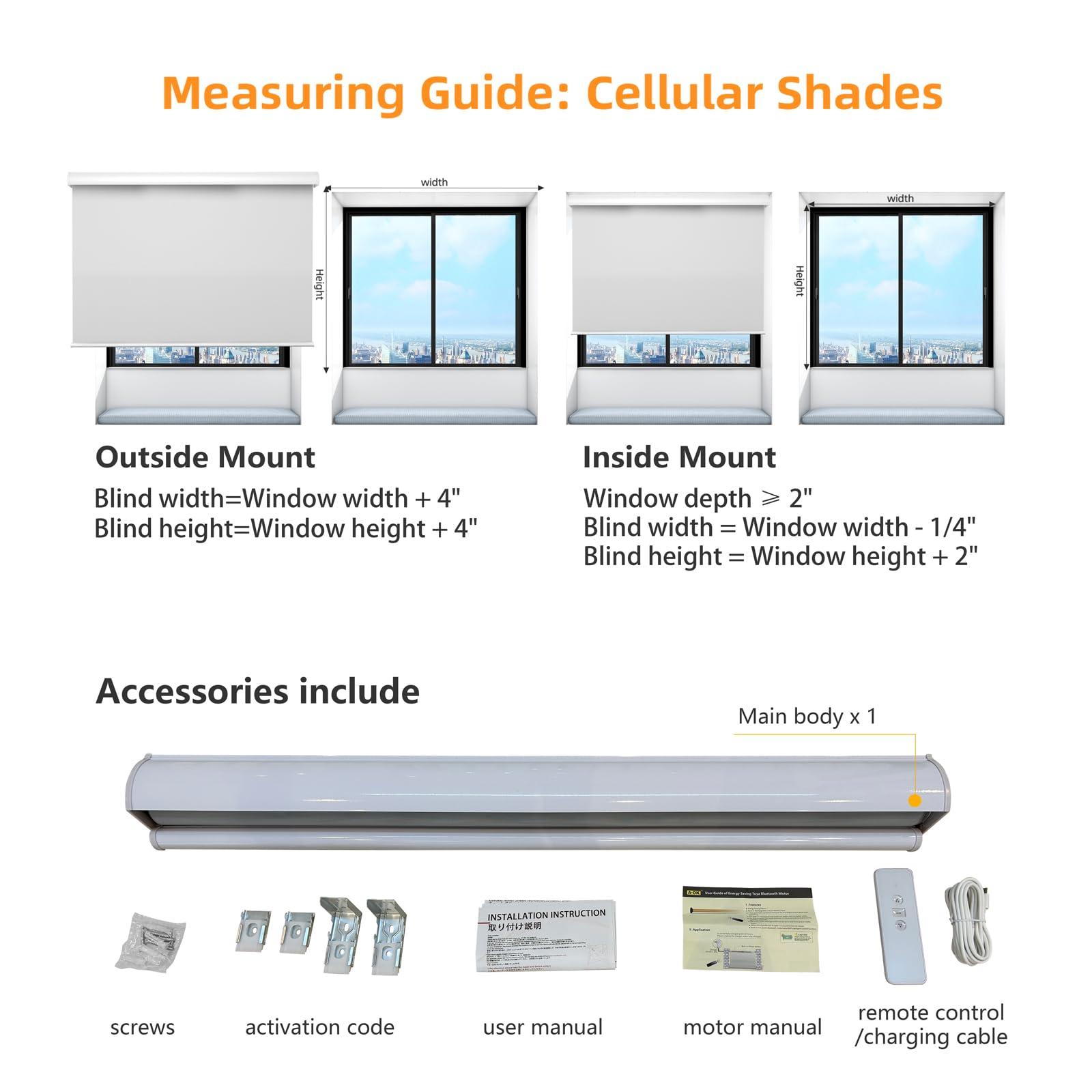 FS KEEWO FS KEEWO Roller Window Blinds Blackout Rechargeable Electric Window Shades with Remote Control Automatic Smart Home Motorized Roller Shades for Windows Doors Kitchen, 46" x 72", White