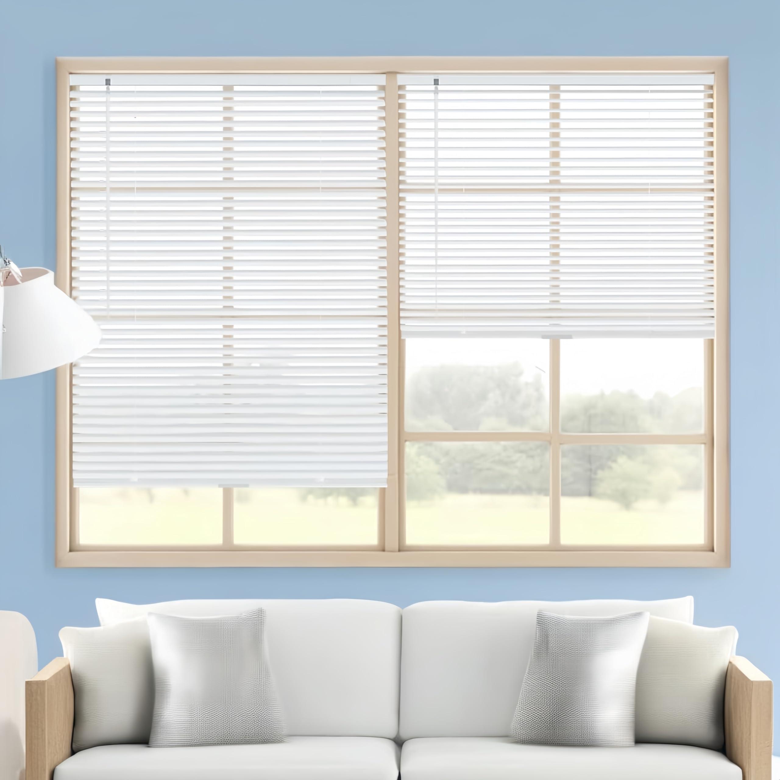 HomeLoft Basics Cordless Aluminum Blinds Horizontal Window Blinds Venetian Windows Blinds Vinyl Mini Blinds Anti-UV Waterproof Light Adjustment Metal Blinds for Windows and Home 45" Wx 80" H