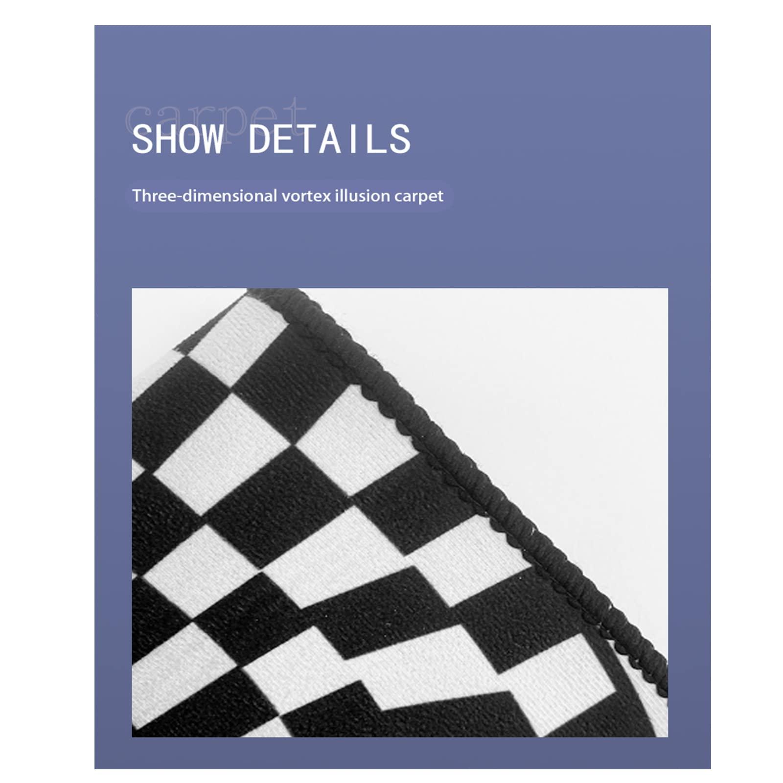 Mrxfn 3D Area Rug Floor Mat 3D Bottomless Hole Optical Illusion Area Rug Visual Rug for Living Room Home Front Door Bedroom Bathroom Kitchen Black White Checkered 3D Carpets 95 in x 197 in