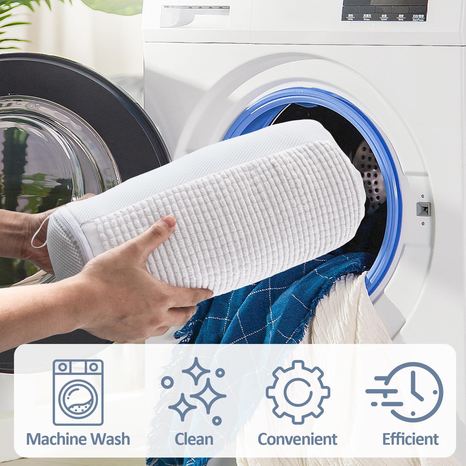 LDYDGQMY Shoe Washing Machine Bag, 360 Wrap-around Cleaning Laundry Bags with 2 Adjustable Shoe Trees, Reusable Wash Bag Lockable Zipper with Fluffy Fibers for Sneaker Gym Shoe