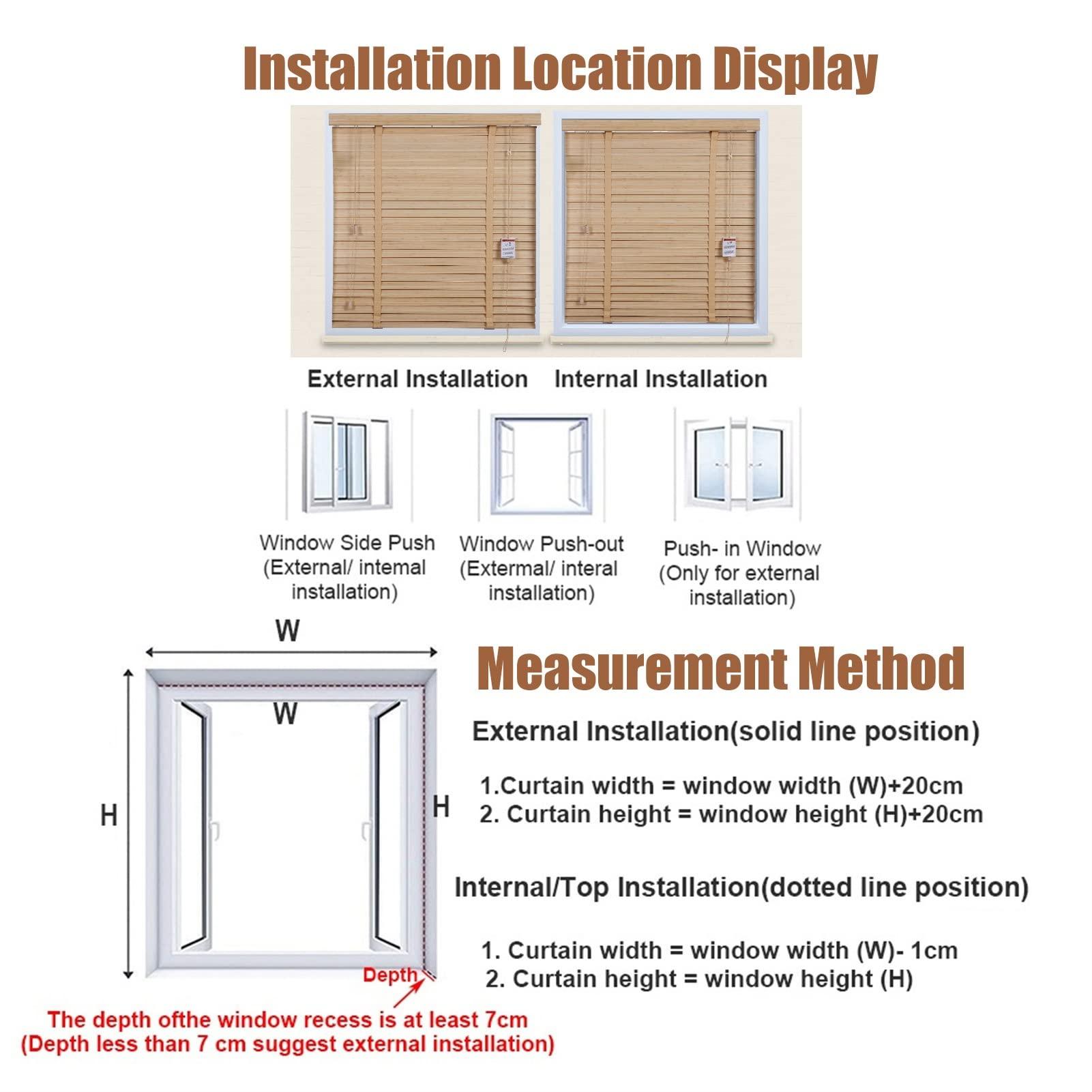 HWF 140cm/120cm/100cm/80cm/ 60cm Wide Wooden Venetian Blinds, 50mm Slats Window Horizontal Blinds Shades for Home/Office, Waterproof Blackout Blinds (Size : 100x160cm(39.4"x63.0"))