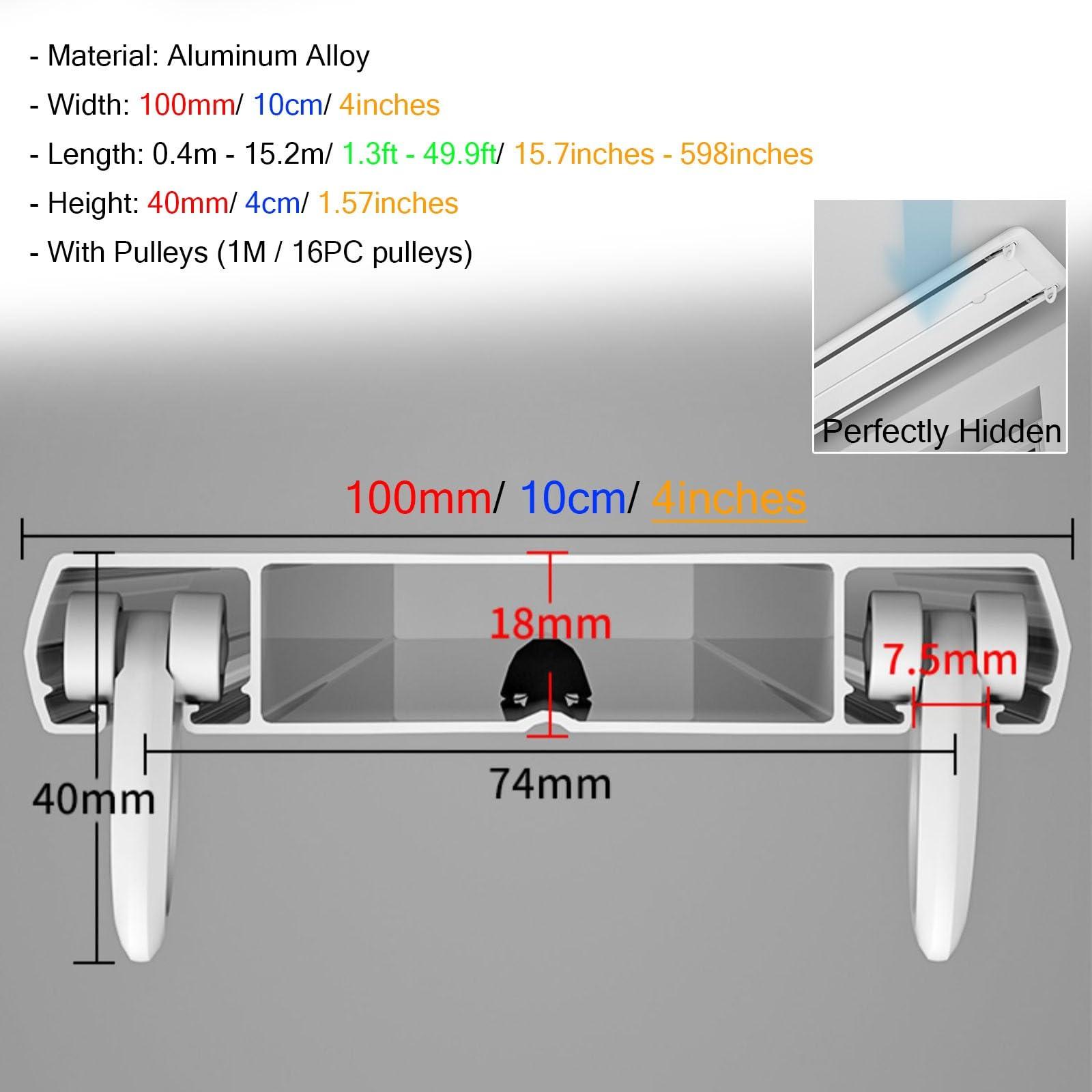 LSMKKA Track for Curtains on Ceiling, Bedroom Office Hospital Curtain Tracking System Ceiling Mount Drapes Rod/ Bars/ Double Rail 16 63 102 118 252 440 600 Inches Metal Room Dividers White ( Color : White ,