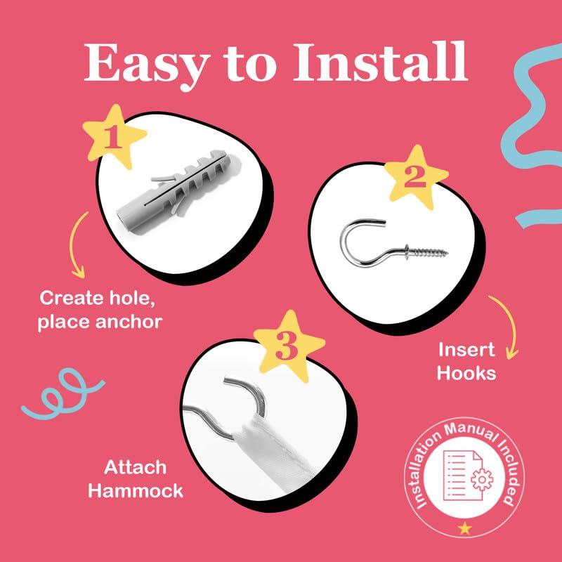 Lilly's Love Lilly\'s Love Stuffed Animal Hammock, 2 Pack | Corner Hanging Organizer, Toy Storage, Stuffed Animal Storage | Easy to Hang Plushie Net w/Anchors & Hooks | Cute Room, Bedroom & Home Decor (White)