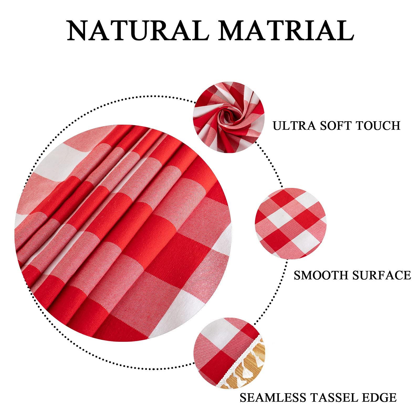 ShinyBeauty ShinyBeauty 4 Packs Checkered Table Runners 108 Inches Long Red and White Table Runner Christmas Decorations Farmhouse Plaid Linen for Dinning Party Outdoor Tables (14X108)