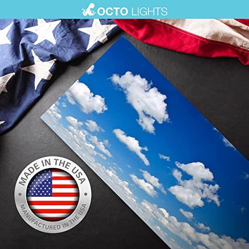 OCTO LIGHTS Fluorescent Light Cover for Classroom Ceiling Lights Clouds - Premium Backlit Film Insert 2x4 (22.38\"x46.5\") Florescent Fixture (Pack of 1) School, Office, Sensory, Improve Focus, Eliminate Headaches