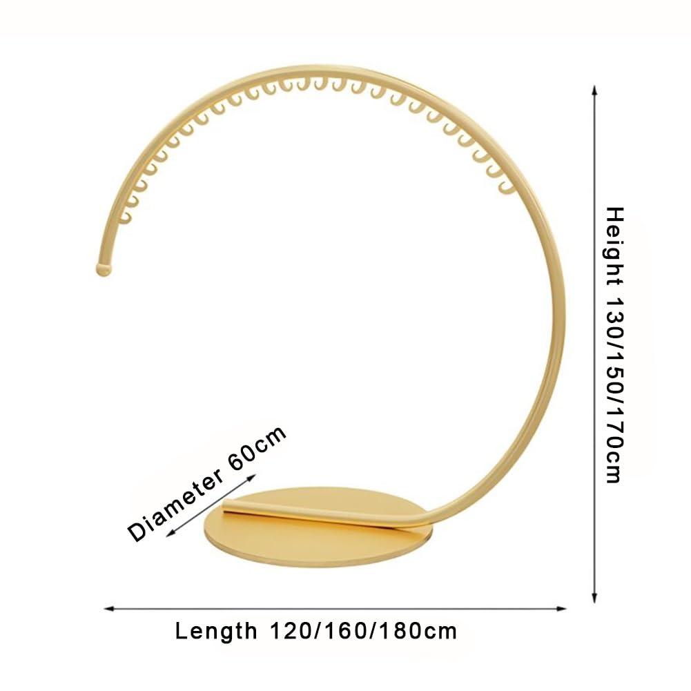 Zfmnoyev Clothing Rack, Freestanding Heavy Duty Clothing Rack, Metal Garment Rack with Stable Base, Portable Round C-Style Rack, Strong Bearing Capacity, for Retail Home Clothing Store ( Color : Gold , Size :