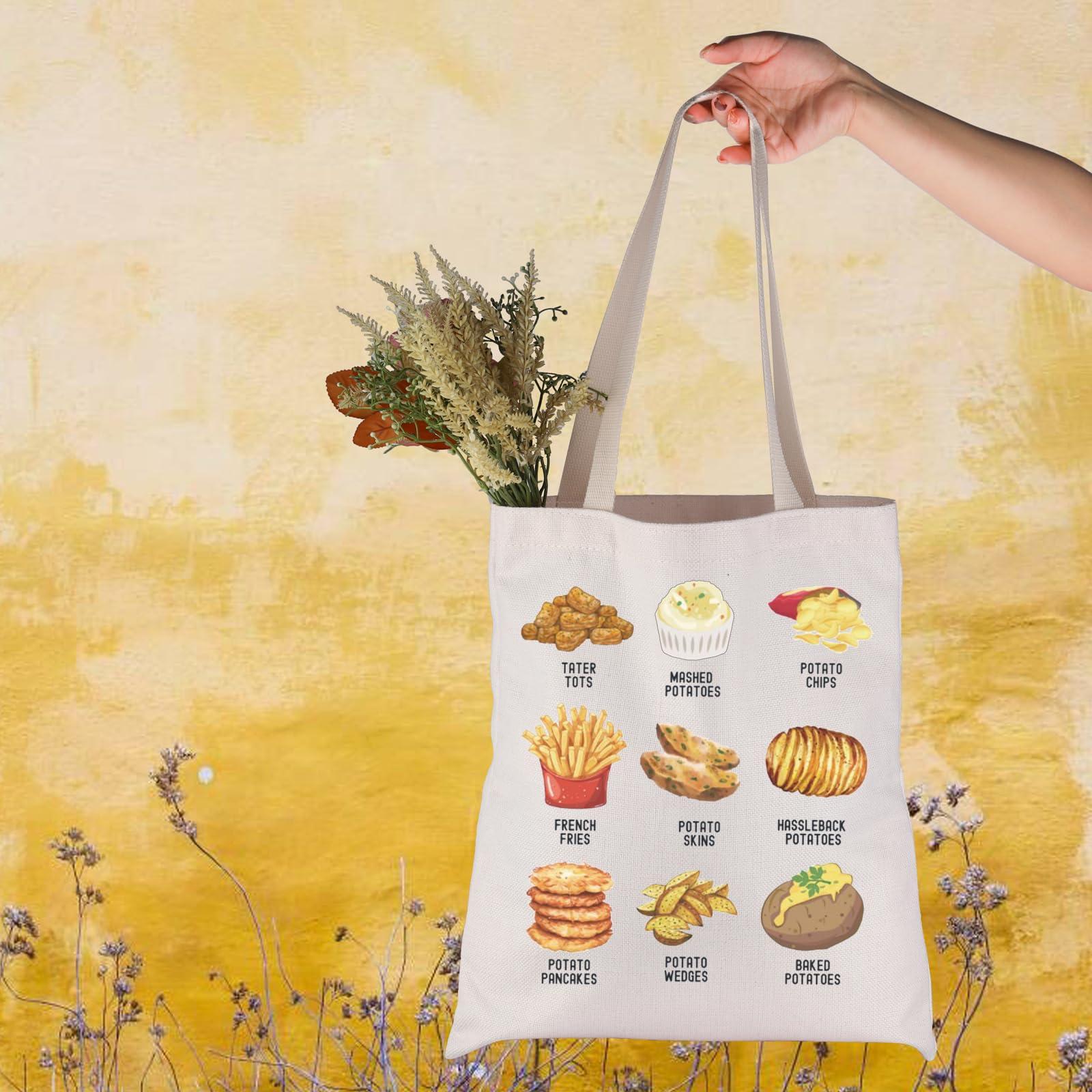 JNIAP JNIAP Potato Lovers Gift French Fry Tote Bag Potato Classification Gift For Her (Fry Potato Tote Bag)