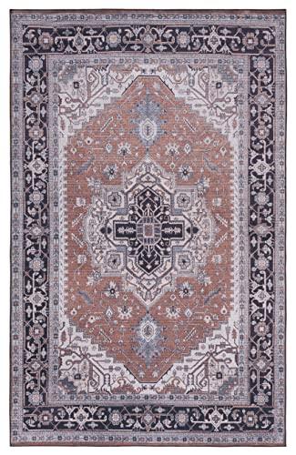 Safavieh SAFAVIEH Tucson Collection Area Rug - 6' x 9', Rust & Navy, Persian Medallion Design, Non-Shedding Machine Washable & Slip Resistant Ideal for High Traffic Areas in Living Room, Bedroom (TSN128P)