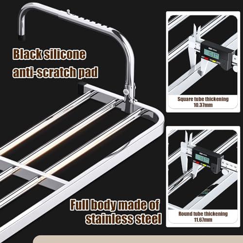 HomeLoft Basics Hanging Clothes Drying Rack Stainless Steel Laundry Rack for Balcony Railings Windowsill Radiator Airer Portable Telescopic Towel Rack for Indoor and Outdoor