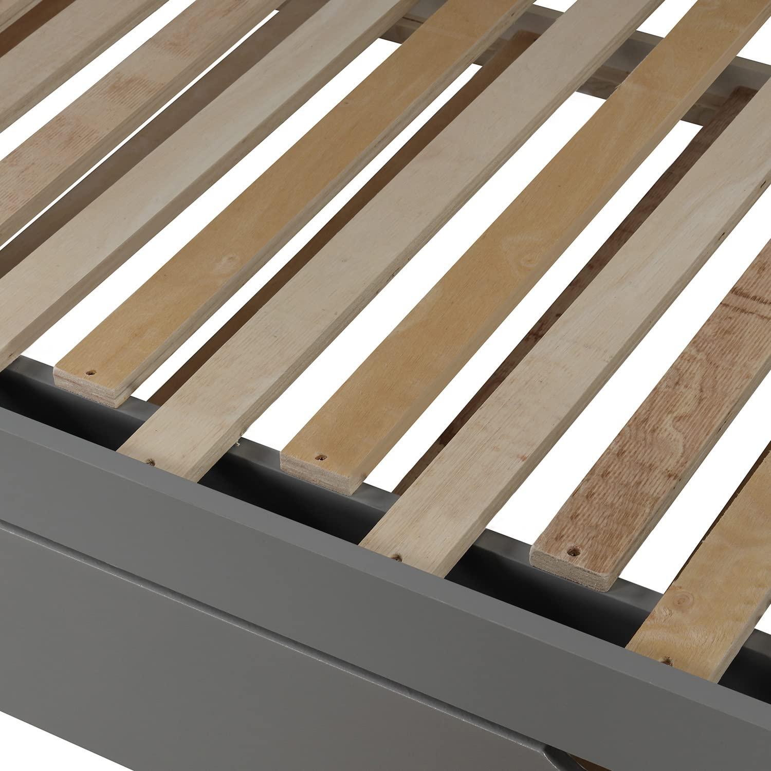 XD Designs Modern Twin Over Twin to King Extendable Bunk Bed with Trundle and Safe Storage Staircase, Solid Wood Bunk Bed Frame with Drawer and Full-Length Guardrail for Kids Teens Aldults (Grey)