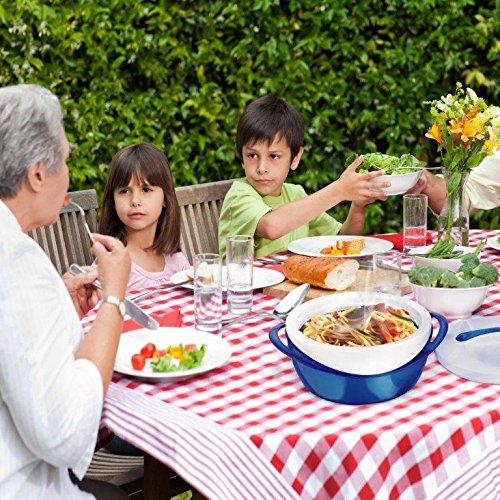 Pinnacle Thermoware Pinnacle Large Insulated Casserole Dish with Lid 2.6 qt. Elegant Hot Pot Food Warmer/Cooler -Thermal Soup/Salad Serving Bowl Stainless Steel Hot Food Container Best Gift Set for Moms Holidays Blue