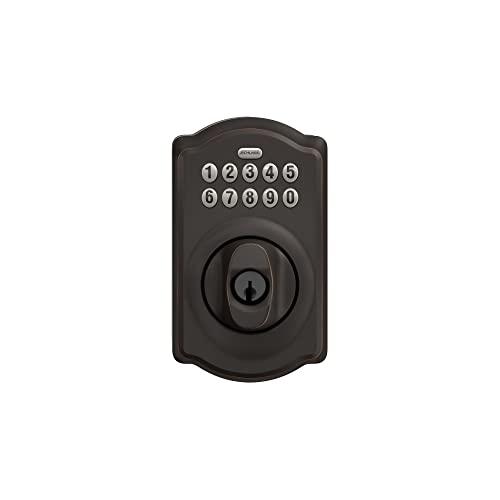 SCHLAGE Schlage BE365 V CAM 716 Camelot Keypad Deadbolt, Electronic Keyless Entry Lock, Aged Bronze