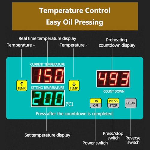 forplubossmmp Automatic Oil Press Machine with Cold Pressing and Hot Pressing Modes, Electric Oil Expeller Machine Stainless Steel Oil Press for More Than 20 Kinds Of Raw Materials, High Oil Yield