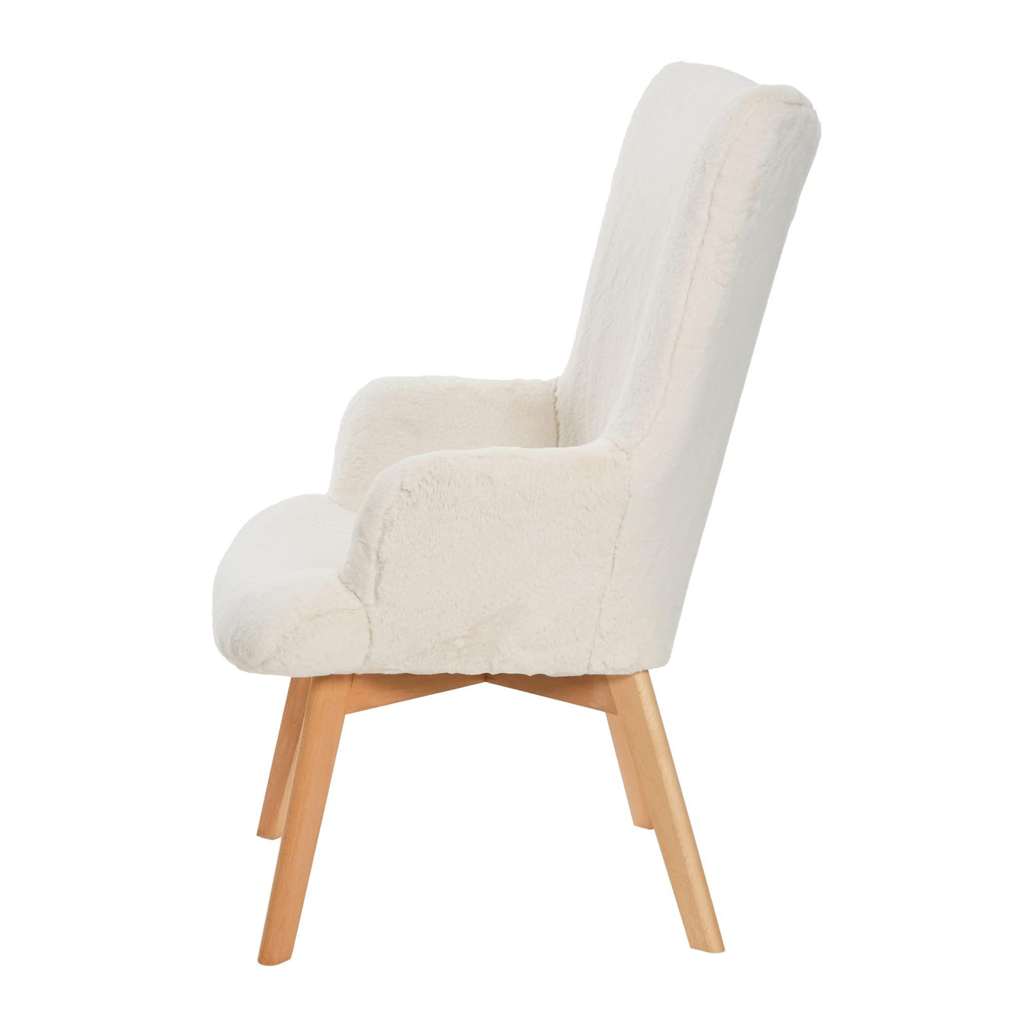 Creative Co-Op Creative Co-Op Plush Wingback Chair, White