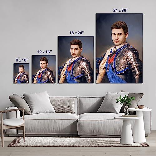 Turn Me Royal Turn Me Royal Custom Portrait from Your Photo, Personalized Canvas Wall Art as Gift for Military Men, Turn him into Hero (The Knight, 18" x 24")