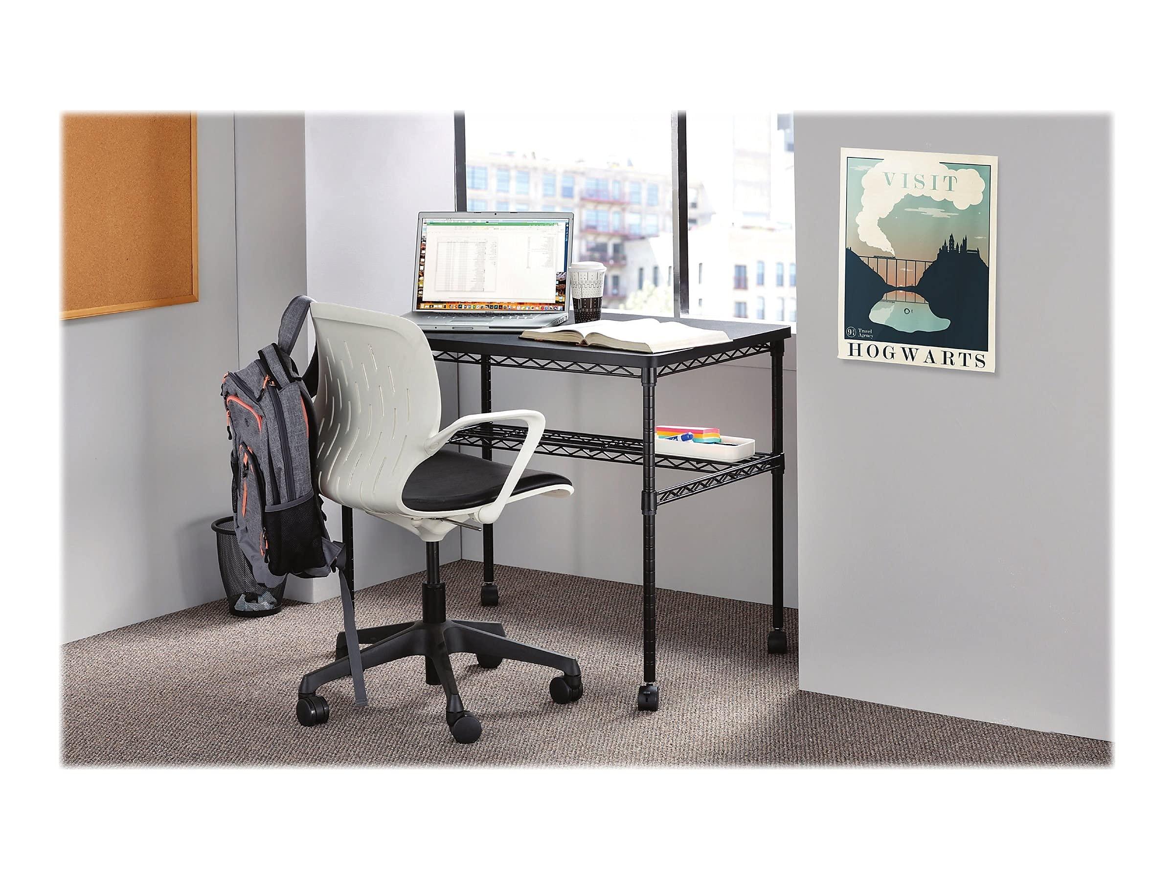 Safco Safco Products 5203BL Mobile Home Office, Kitchen & Garage Wire Desk, Steel Frame, Multi-Use Melamine Top, Wheeled or Stationary Base, Great for Apartments and Dorms, Black