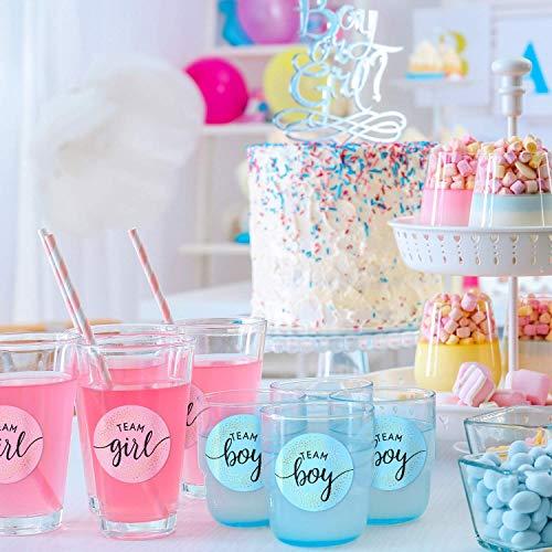 Willa Flare 2.25 Gender Reveal Stickers for Party Invitations and Voting Games (80 Count) - Team Boy and Team Girl Labels with Gold Foil for Reveal Parties and Baby Showers | Easy to Peel and Stick (Circle)