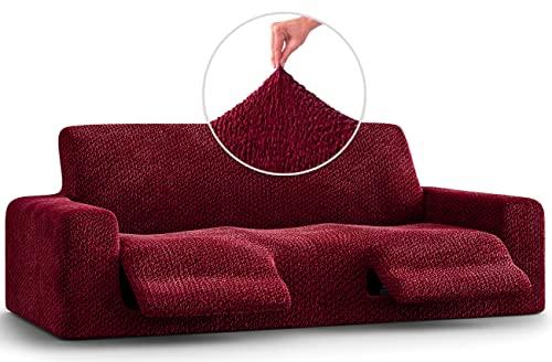 PAULATO BY GA.I.CO. PAULATO BY GA.I.CO. Recliner Sofa Cover - Reclining Couch Slipcover - Soft Polyester Fabric Slipcover - 1-Piece Form Fit Stretch Furniture Protector - Velvet Collection - Burgundy (Recliner Sofa)