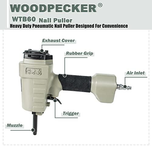 KAMSIN Woodpecker WTB60 Pneumatic Nails Puller Air Punch Nailer Air Power Nail Remover Gun Nail Puncher Heavy Duty Denailer Gun Denailer Tool, Nail Pusher for Recycling/Removing Nails less than 0.197(5mm)
