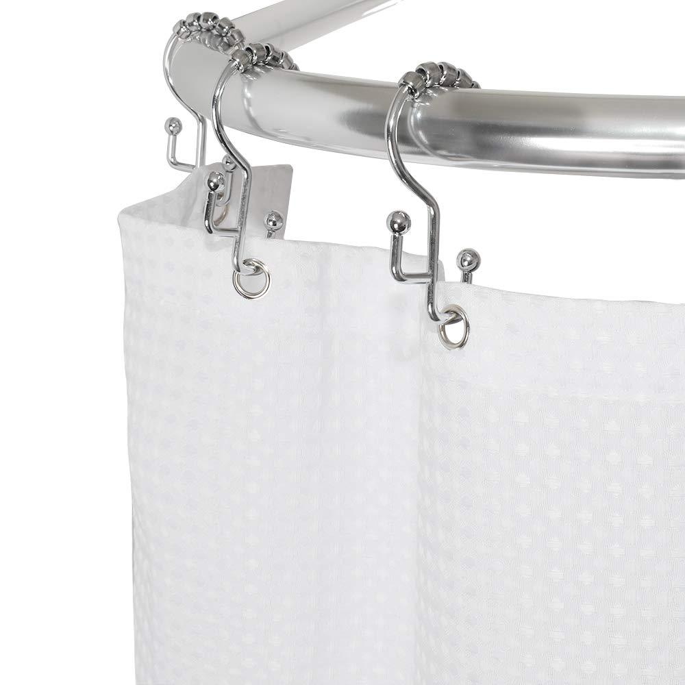 Utopia Alley Utopia Alley Rustproof Aluminum Shower Rod - Chrome | D-Shape Shower Rod with Ceiling Support, Shower Curtain Rod for Bathroom Shower, Perfect for Freestanding Tubs and Showers (61"L x 28"W)