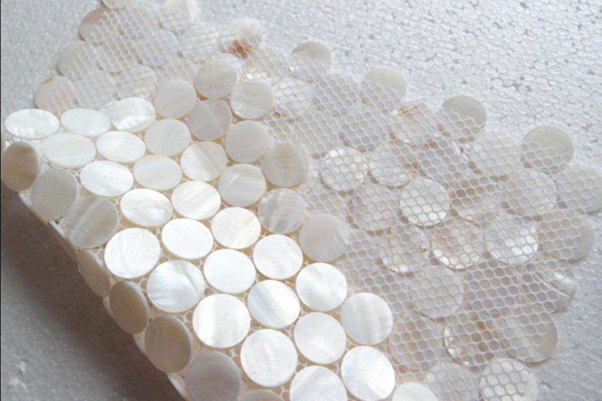 AFSJ AFSJ Genuine White Round Penny Mother of Pearl Mosaic Tile for Bathroom/Spa/Kitchen/Shower Backsplash (6 Sheets)