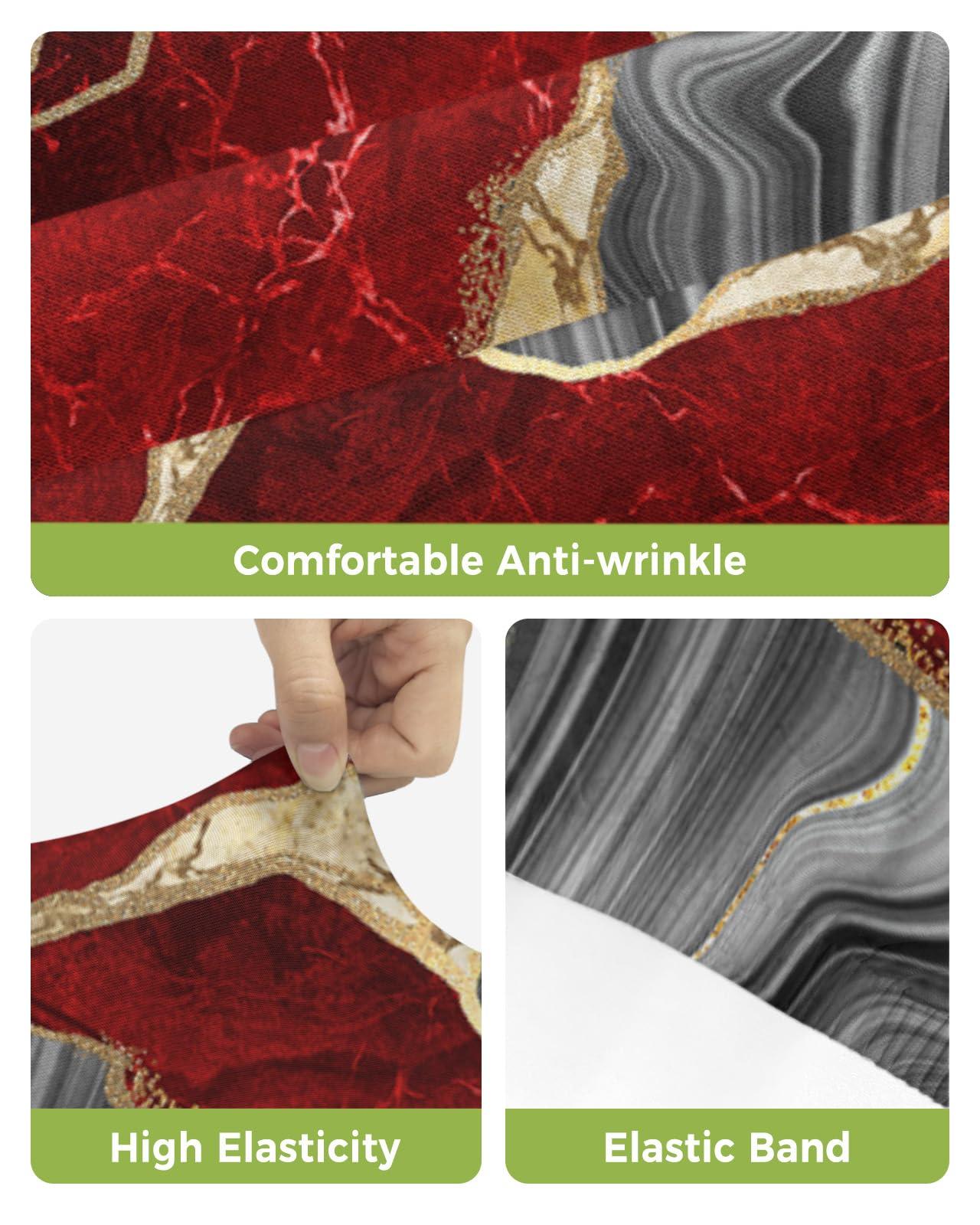 PIEPLE PIEPLE Red Marble Bar Stool Cover Set of 4, Modern Yellow Grey Ink Painting Abstract Art Stretch Removable Bar Stool Chair Covers with Backs Pub Counter Stool Chair Slipcover for Dining Room Cafe