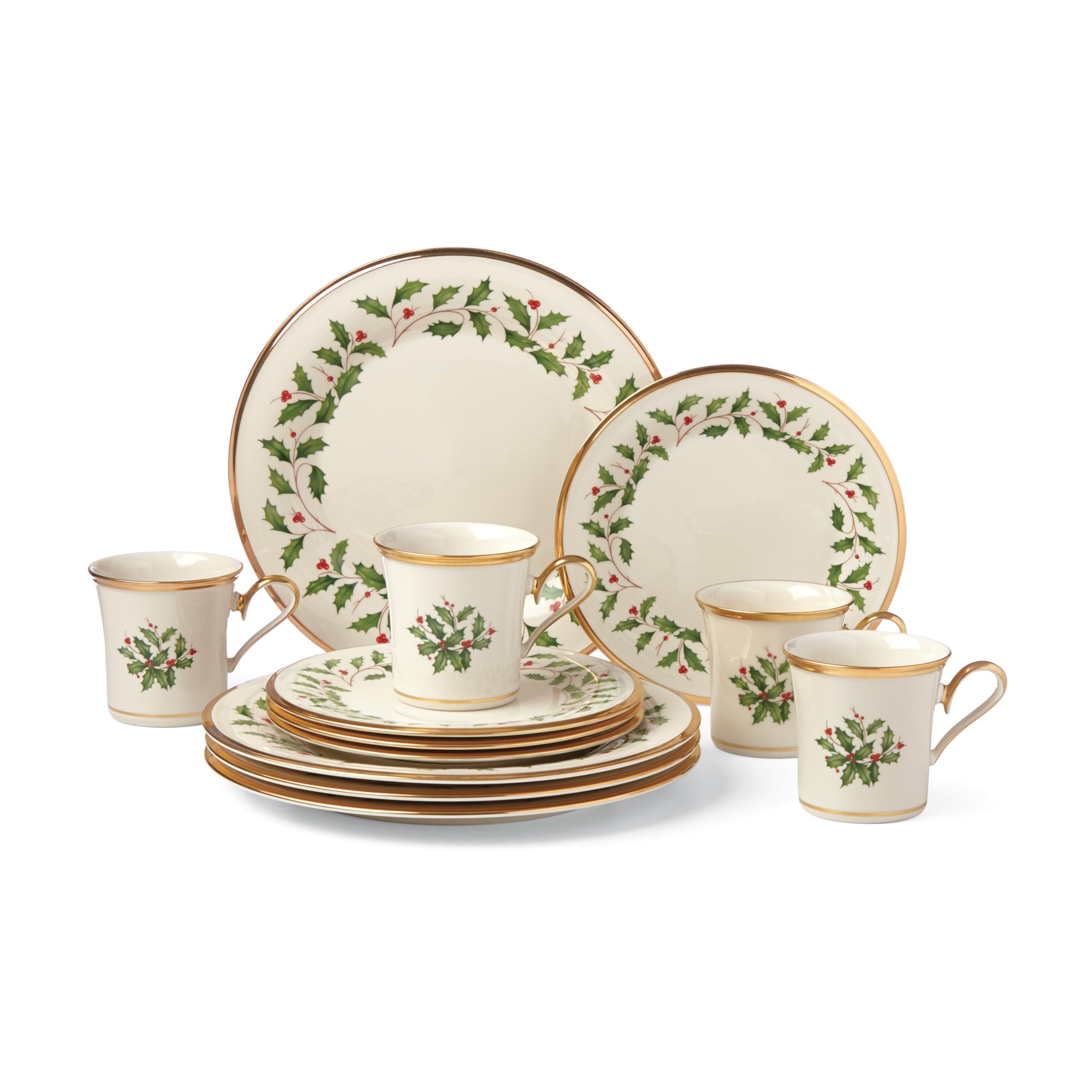 Lenox Lenox 6122048 Holiday 12-Piece-Plate-&-Mug Set, Christmas Dinnerware, Hosting