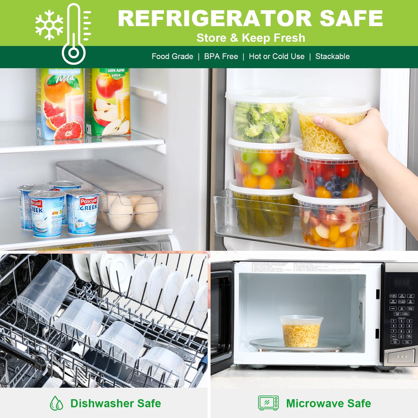 AOZITA AOZITA 32 Sets 16 oz Plastic Deli Food Containers With Lids, Airtight Food Storage Containers, Freezer/Dishwasher/Microwave Safe, Soup Containers For Takeout Meal Prep Storage