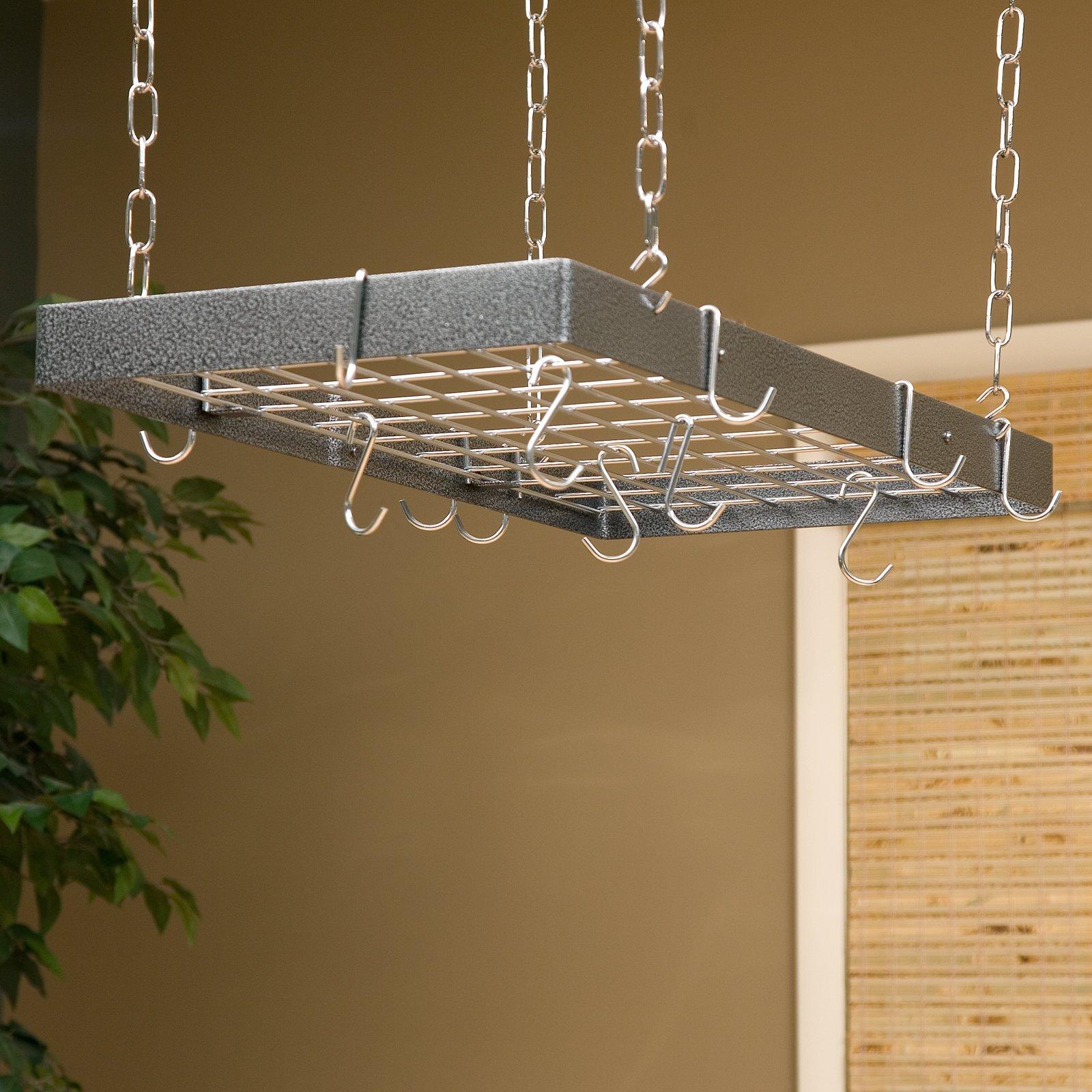 Rogar Rogar Black Rectangle Pot Rack with Grid