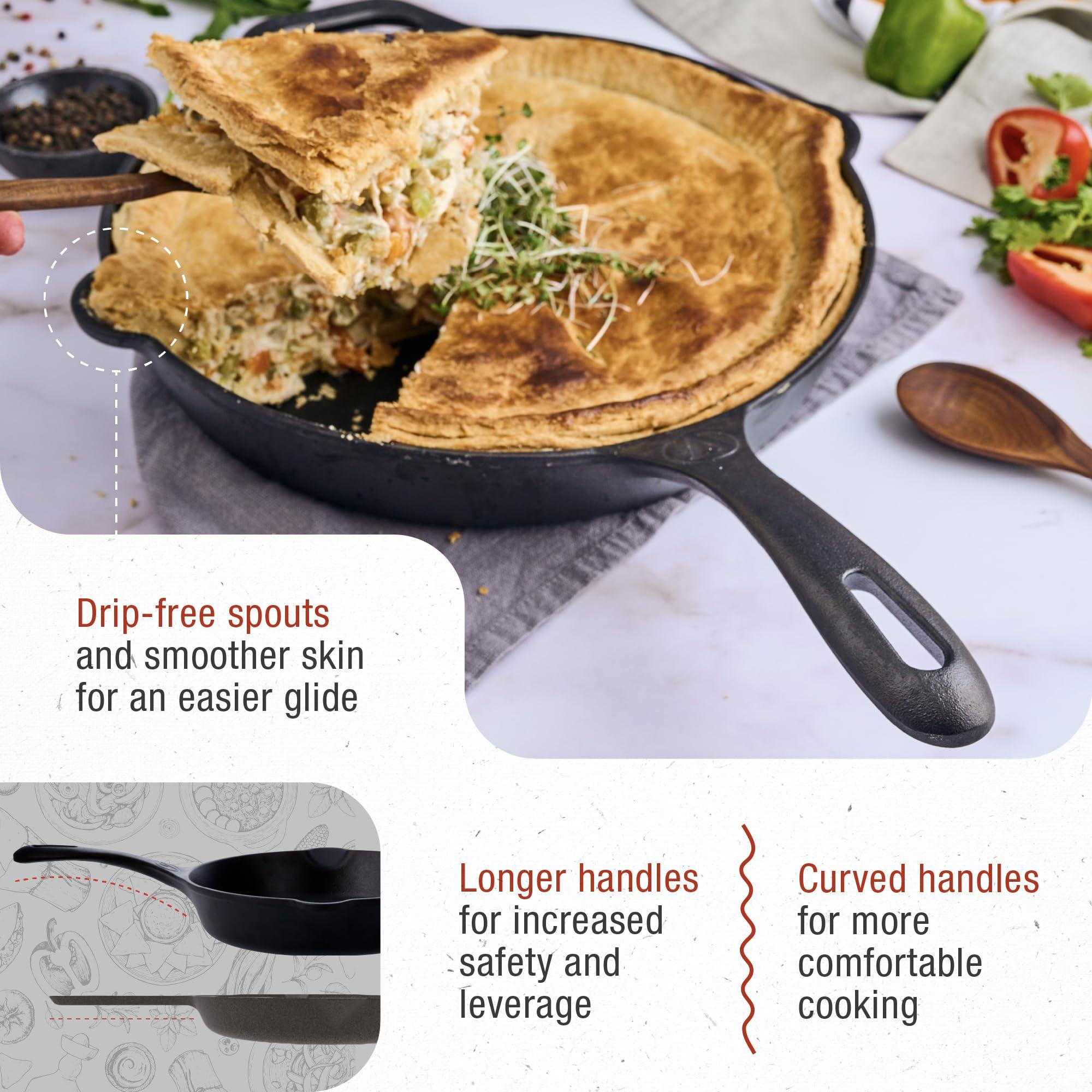 Victoria Victoria Cast Iron Skillet Large Frying Pan with Helper Handle Seasoned with 100% Kosher Certified Non-GMO Flaxseed Oil, 12 Inch, Black