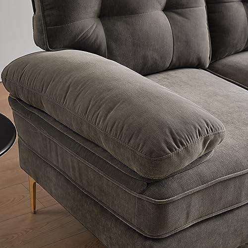 FANYE FANYE L-Shaped Sectional Sofa Couch with Wide Chaise, 83" 3-Seater Convertible Corner Sofa&Couch with Pillows Armrests and Golden Metal Legs Perfect for Home Office Apartment Compact Living Room