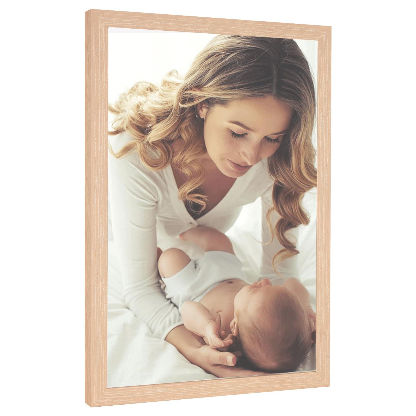 JDZIVTOP 11x15 Frame Natural Woodgrain,Rustic 15x11 Picture Frame Beige, Art Pic Hanging Poster Frame, 11 by 15 Gallery Family Concert Portrait Photo Frame Anniversary/Birthday/Wedding/Thank you/Christmas Gift