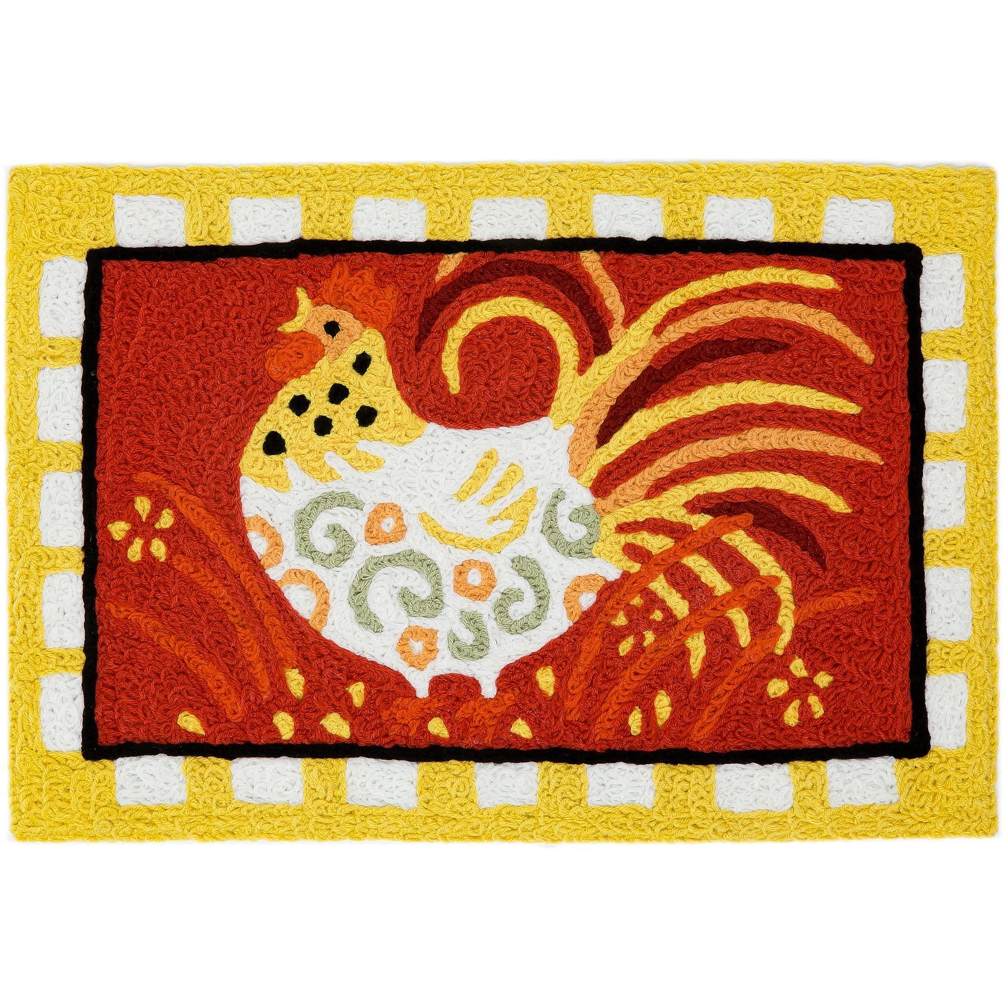 Jellybean Kitchen Cock-A-Doodle Jellybean Accent Washable Rug 20" x 30" Doormat