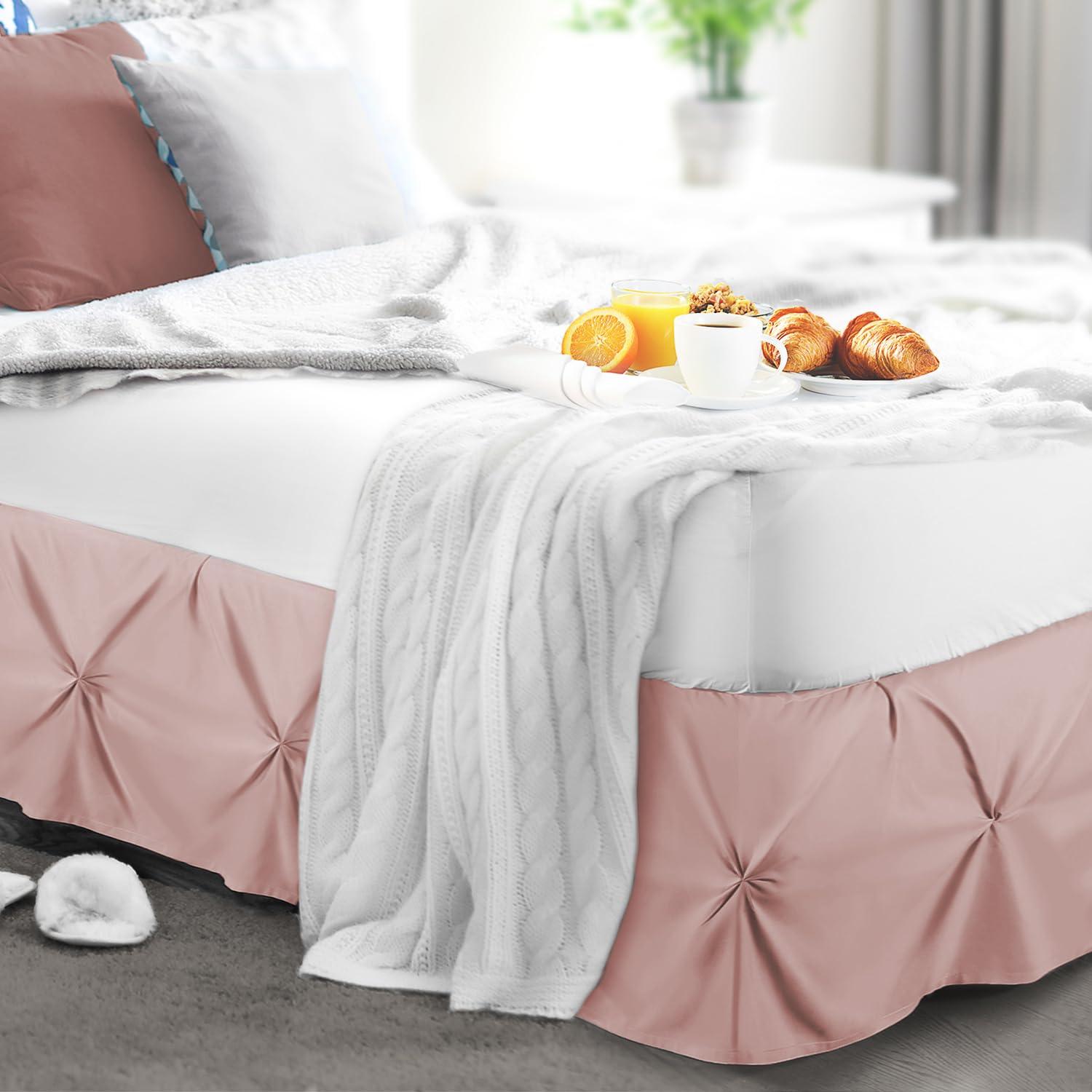 Nestl Nestl Blush Pink Bed Skirt Queen Size, Pinch Pleat Queen Bed Skirt, 14\" Inch Drop Queen Bedskirt, Hotel Quality Blush Pink Bed Skirts, Microfiber Bedskirt for Queen Bed, Blush Pink Queen Bed Skirt