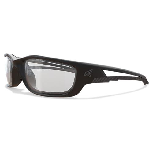 EDGE Edge SK-XL111VS Kazbek XL Wrap-Around Safety Glasses, Anti-Scratch, Non-Slip, UV 400, Military Grade, ANSI/ISEA & MCEPS Compliant, XL Wide Fit, Black Frame/Clear Lens