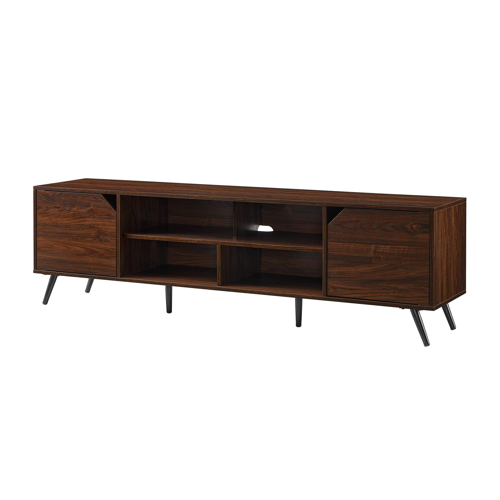 Walker Edison Walker Edison Nora Modern Minimal Open-Shelf Stand for TVs up to 80 Inches, 70 Inch, Dark Walnut