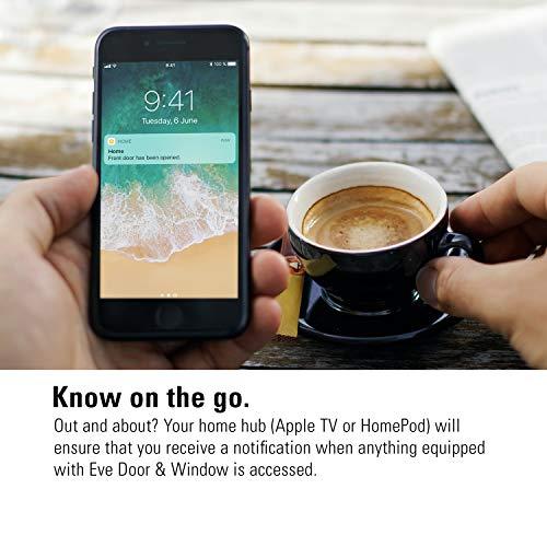 Eve Eve Door & Window Smart Contact Sensor for Doors & Windows, Notifications (Open/Closed State), Automatic Control of Accessories & Scenes, no Bridge, Apple HomeKit, Bluetooth, Thread